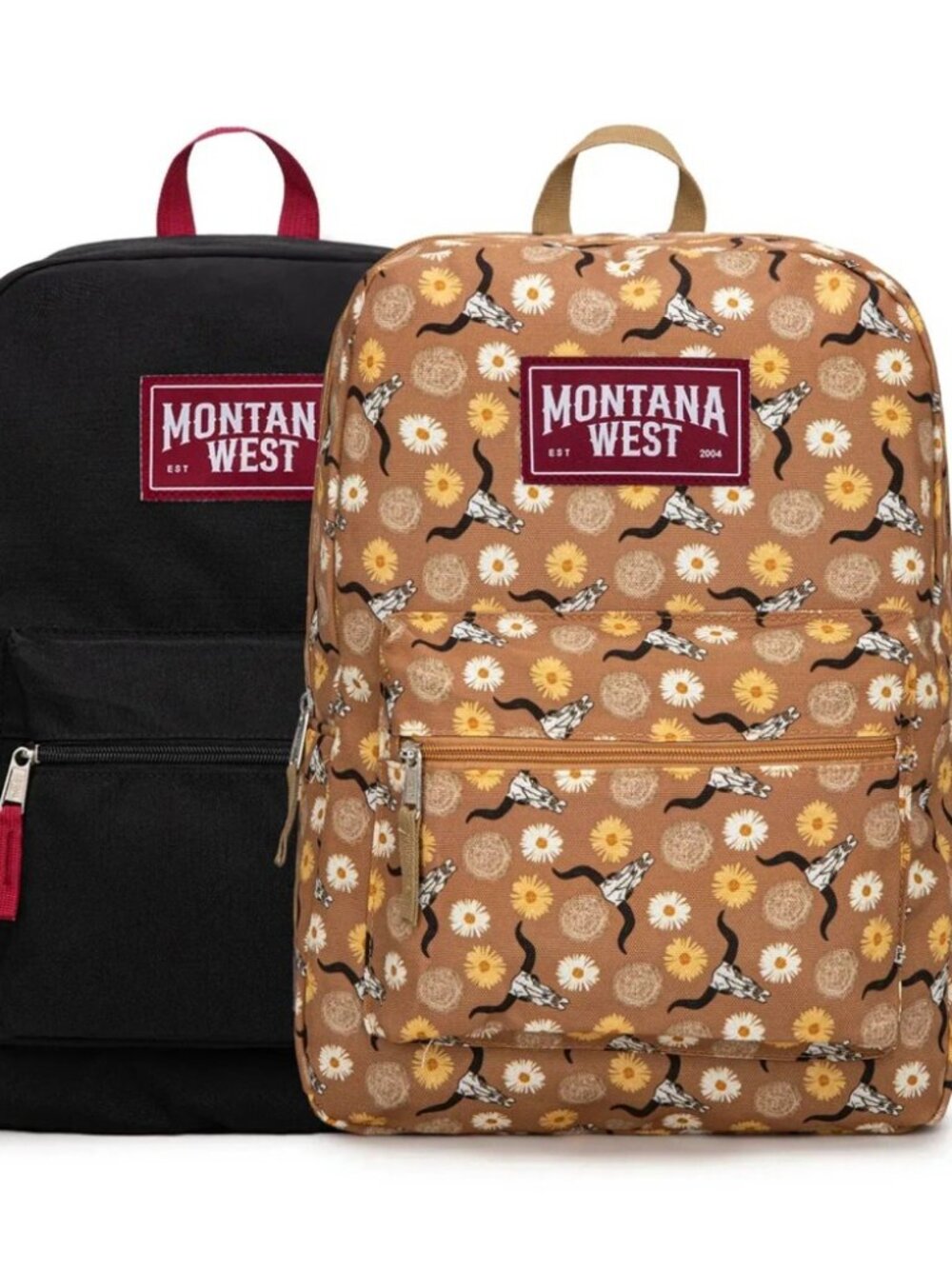 Montana West Sunflower Longhorn Print Backpack -2Pcs Set - Brown